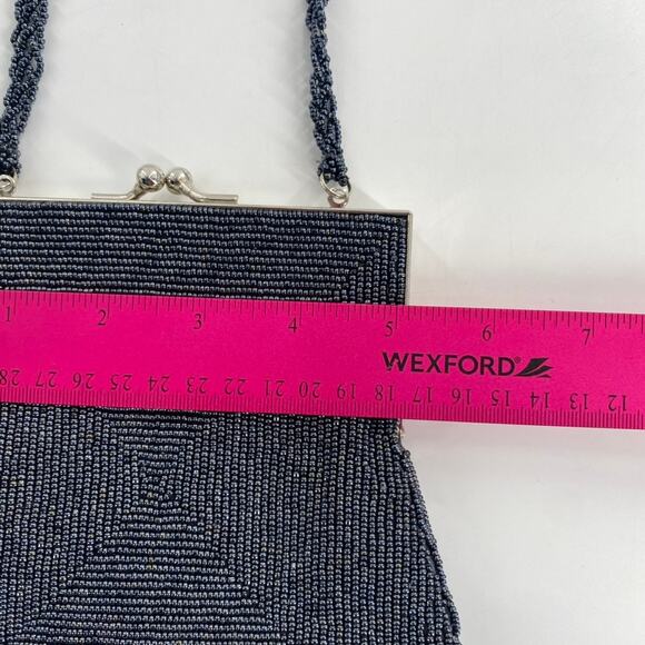 Express World Brand Clutch Purse Handbag Beaded Silver Gray Evening Party Event - Picture 7 of 8